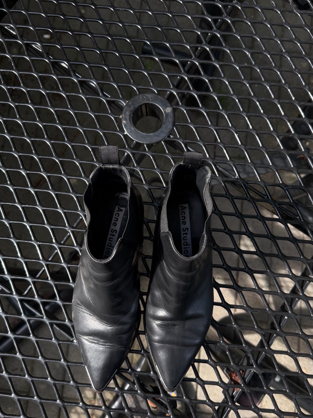 Acne Black Leather Pointed Chukka Boots